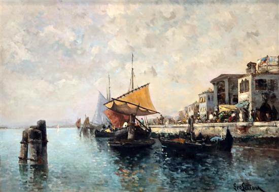 Leontine (Lea) von Littrow (Austrian 1860-1914) The Quayside Venice 28 x 41in.